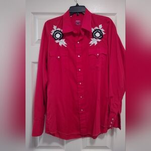 Vintage Pearl Snap Chute #1 Western Embroidered Shirt Large